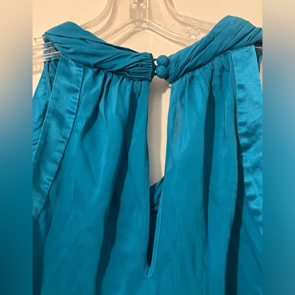 Turquoise 100% silk sleeveless top size S - Picture 5 of 8